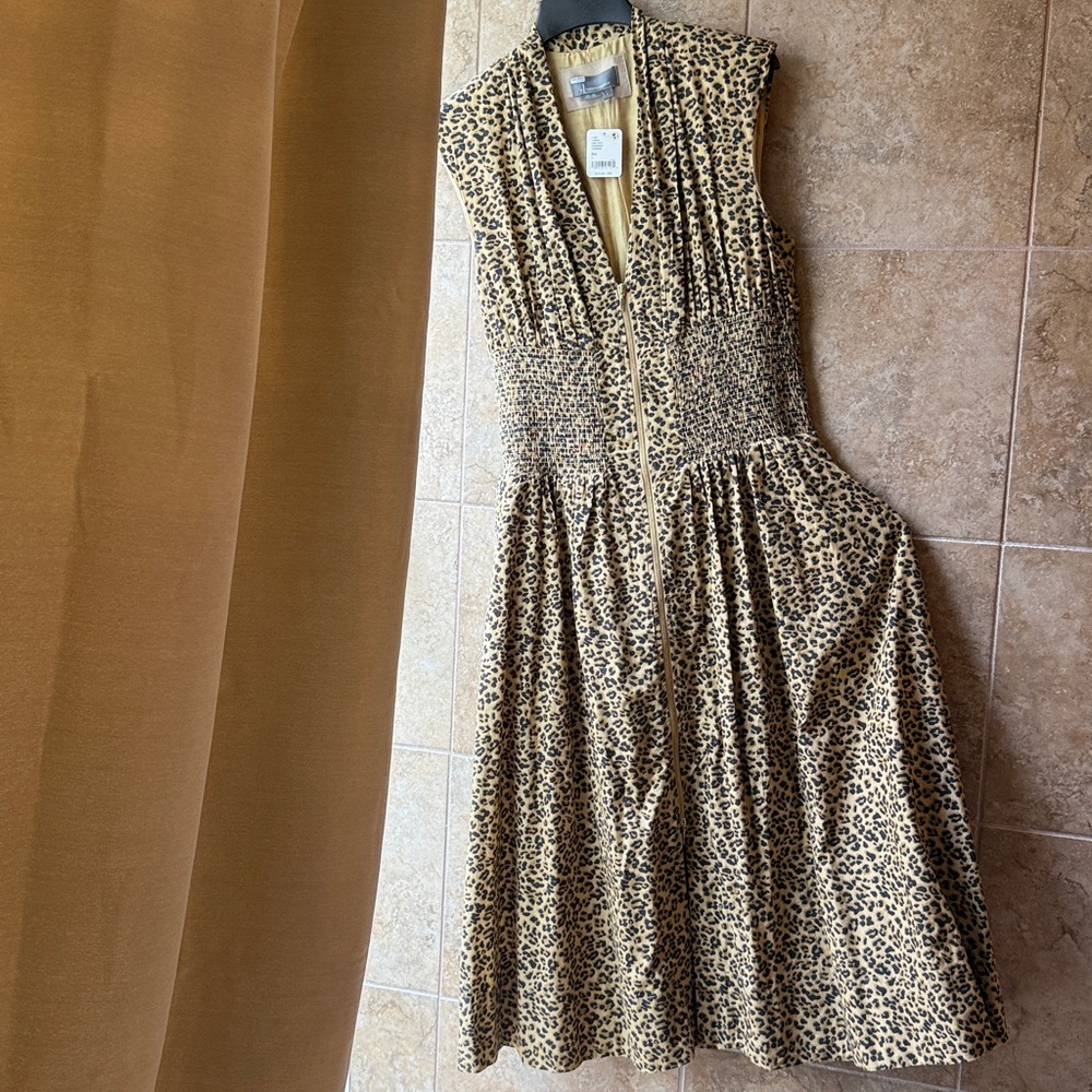 Anthropologie Leopard Print Midi Dress in Tan and Black - Picture 2 of 16